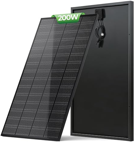 Monokristallines solarpanel flexibel 200W,18V solarmodul mit ETFE schwarzes Rahmen Version (Full Black), 200 watt solarpanel ideal für Wohnmobil, Balkonanlage, Gartenhäuse, Boot
