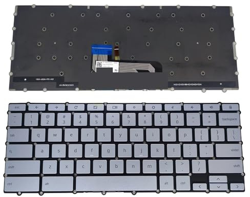 WGGYGMD C434 Keyboard Backlit For for Chromebook for Flip for C434TA E10013 Silver Keycaps 0KN1-AA1US12 Easy to replace(US English)