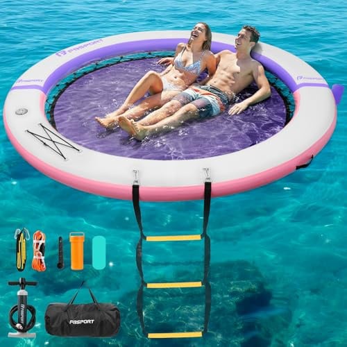 FBSPORT Schwimmende Insel für mehrere Personen, runde Schwimmplattform mit Getränkehalter, strapazierfähige Schwimminsel für See, rutschfeste Schwimmplattform für Pool & Meer, wahlweise 6/8/10 Fuß