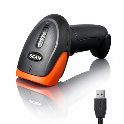 Douchette Code Barre USB 1D 2D QR, Scanner Code Barre Plug and Play, Lecteur IP54 Antichoc, Scanette Compatible Windows Mac Linux, Lecteur QR, EAN UPC...