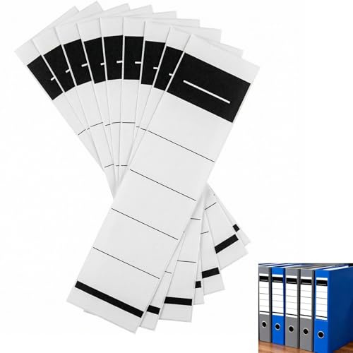 QLK 50 Pcs Étiquettes Autocollantes Pour Dos De Classeur, Etiquettes Dossier pour Classeur de 8 cm, Papier Autocollant Pour les Imprimantes, Etiquettes Dossier Longue pour Bureau et école