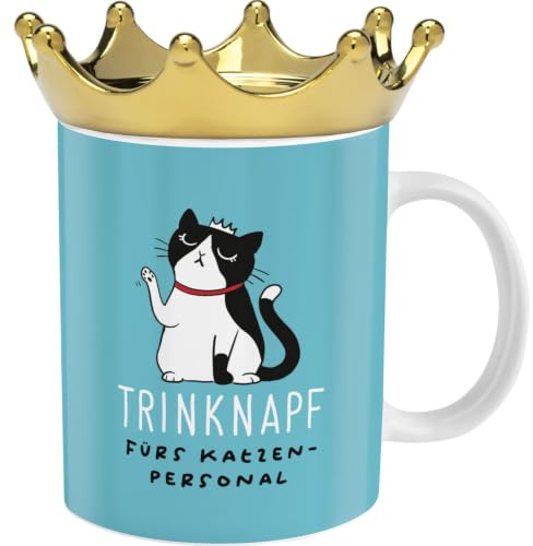 Sheepworld Tasse mit Krone Motiv Catboss | mit Kronendeckel | 75394 | Geschenke mit Herz von sheepworld - immer eine gute Idee für die Liebsten