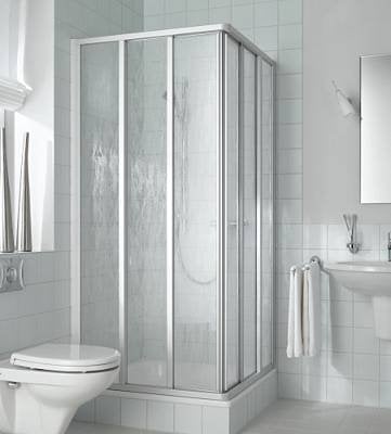 Kermi – Nova 2000 Eckeinstiegshälfte, 3 Stück Matt Silber Glas; Art Fontana; 90; 200