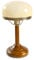 Relaxdays Tischlampe Rund Holzfuß Nostalgie Jugendstil Look, beige/Messing-Optik 10016611, Antik