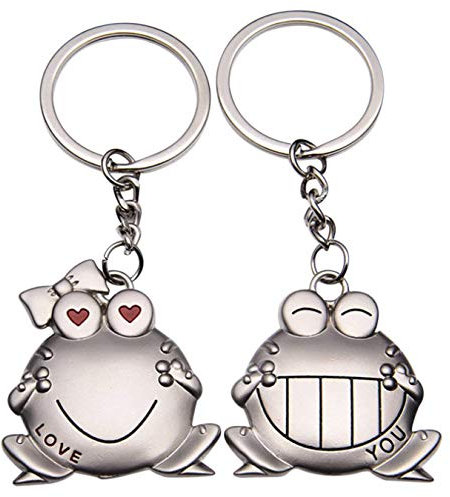 ODETOJOY 1 paire porte-clés grenouille, mignons porte-clés pour couple, porte cle amoureux pour 2 elle et lui porte clef je taime Amant porte clés cadeau