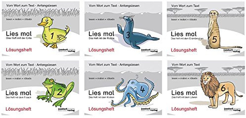 Lies mal Lösungsheft 1, 2, 3, 4, 5, 6 Ente, Frosch, Robbe, Krake, Erdmännchen, Löwe neue Version
