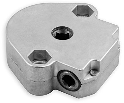 DIWARO S063 Rolladengetriebe 4:1 Kurbelgetriebe, Antrieb 6 mm Innensechskant, Abtrieb 6 mm Innensechskant, mit Endanschlag, Kegelradgetriebe, Schneckengetriebe für Rolladen Stahlwelle im Rolladenkasten, Getriebe für beidseitige Verwendung geeignet