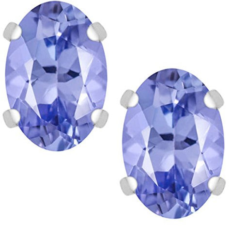 Ohrstecker, 1,00 Karat Tansanit, 925er Sterlingsilber, 6 x 4 mm