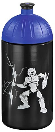 Step by Step Trinkflasche Strongly Robot, schwarz, auslaufsicher, spülmaschinenfest, BPA-frei, für Schule, Kindergarten, heiße und kohlensäurehaltigen Getränke, für Jungen, 0,5 Liter