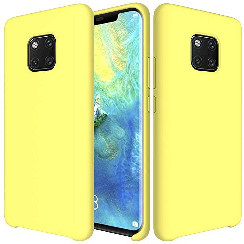 Cover Huawei Mate 20 Pro Silicone liquido Custodia Ultra Slim Cover Antiurto con Morbida Microfibra Fodera Copertura Protettiva Slim Sottile AntiGraffio Cover Case per Huawei Mate 20 Pro,Giallo