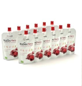 FITRABBIT BIO Rüben Herz [12 x 100 ml Beutel] - Für Leistungsfähigkeit, Blutdruck & Blutgefäße - Enthält Rote Bete Saft, Granatapfel, Sauerkirsche, Kräuter, Gewürze und Acerola