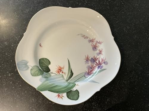 Meissen Piatto m.H, forma grande ritaglio, piante acquatiche esotiche, bordo dorato, diametro 25,5 cm