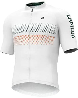 LAMEDA Radtrikot Fahrradtrikot Herren Kurzarm Funktionsshirt T Shirt Atmungsaktiv Schnell Trocknen Fahrradbekleidung Damen Kurz für Radsport Fitness Weiß L