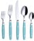 ANNOVA Ensemble de couverts/couverts en acier inoxydable avec poignées de couleur et rivets/style rétro. (Turquoise, 20 Pieces)