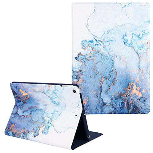 Artcase Hülle für iPad 9./8./7. Generation (10,2 Zoll), Marmorhülle PU-Lederständerabdeckung mit Auto Schlafen/Wachen für Apple iPad 10,2'' 2021/2020/2019 (Goldkarte)