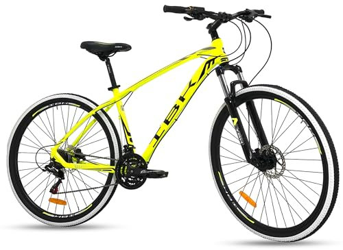 IBK Bicicletta TXC MTB 29'' Pollici Bici Mountain Bike Alluminio AMMORTIZZATA Cambio 21 Velocità Freni a Disco IDRAULICI (Giallo)