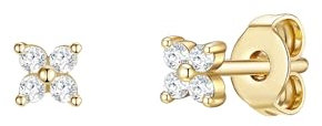 Glanzstücke München Damen Ohrstecker 925/- Sterling Silber gelbvergoldet 18 Karat Zirkonia weiß Silberohrstecker
