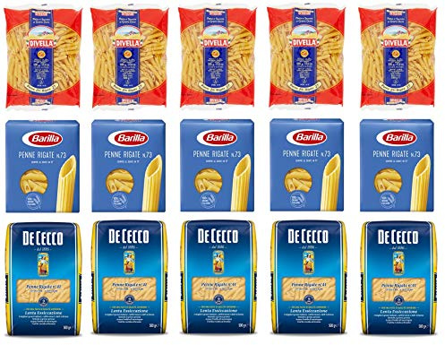 Testpaket Penne Rigate Barilla Divella De Cecco Italienische Kurze Pasta ( 15 x 500g ) Nudeln