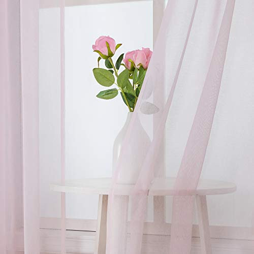 MIULEE Tende Trasparenti 2 Pannelli in Poliestere Resistente con Passanti Morbido e Moderno per Camera da Letto Ufficio Cameretta Bambini 140X280 CM Rosa Chiaro