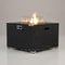 REALGLOW Warmpact Rattan Table Gas Fire Pit in Black - 13KW Square Propane Gas Fire Pit w/Removable Glass Wind Guard, Lava Rock & Lid Cover - Coffee Table w/Heater for Garden, Deck, Outdoor Bars