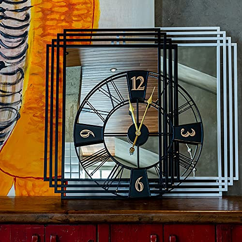 Yumyolk Wanduhr groß rund Metall geräuschlos Nicht tickend batteriebetrieben, 60cm, 24 Zoll arabische Ziffern, Uhren für Wohnzimmer, Schlafzimmer, Küchen wanduhr Dekoration