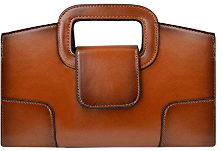 Milya Damen Vintage Handtasche Clutch Henkeltasche Abendtasche Umhängetasche Ledertasche Schultertasche mit Kette Gurt