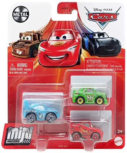 Disney Pixar Cars Mini Racers King's Last Race 3-Pack Damaged King Lightning McQueen & Chick Hicks
