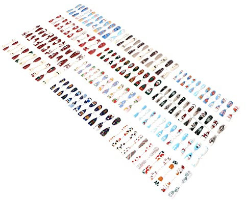 Weihnachten Falsche Fingernägel, Ballettförmige Extralange Atmungsaktive Ovale Weihnachten Künstliche Nägel Abnehmbar für Nail Art DIY