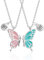 FFWTPY Best Friends Halskette Schmetterling BFF Freundschaftskette für 2 Mädchen Buchstaben Anhänger Kettes Damen Freundin Geschenk Anhängers Mädchen Geburtstagsgeschenke (Silber)