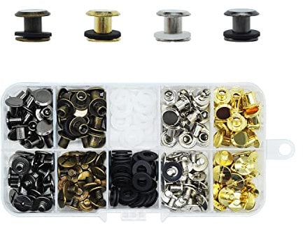 MABAHON 80 Set di viti Chicago M5 x 6 mm, rivetti a vite, viti per libri, metallo, rivet, riparazione di ricambio per borse, viti per cintura in pelle, libro carta, cintura, menu, fai da te