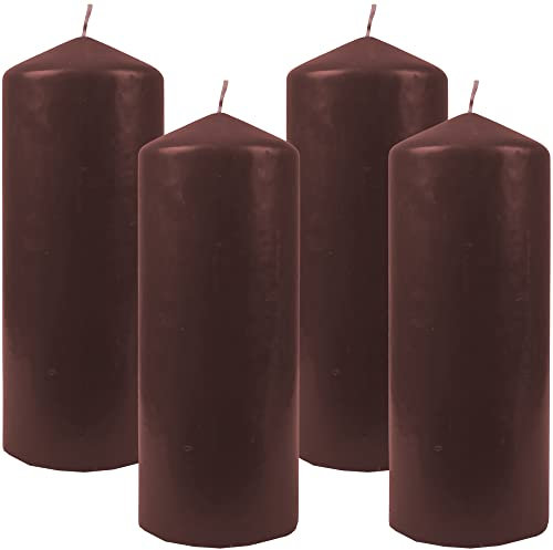 Bestgoodies Stumpenkerzen Wachskerzen Ø6cm x 17cm (4er Pack) Braun - Lange Brenndauer, Hergestellt in EU, Kerzen Blockkerzen - Wachs Stumpen