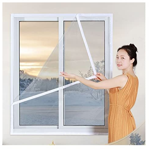 IBOWZ Isolierte Fensterfolie Fenster-Isolierfolie, selbstgrundierender und Selbstklebender Dichtungsstreifen, kalt- und Winddicht, staubdichte Platte, transparente Bildschirmplane, warme Vorhänge,