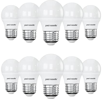 paul russells LED Golf Ball – Dimmable Edison Screw Light, 5.5W 470 LM E27 G45 LED Bulbs, 40w Equivalent, 6500K Daylight, Dimmer ES Energy Saving Ceiling Lightsbulbs, 10 Pack