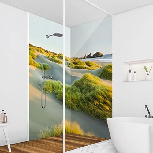 Bilderwelten Eck-Duschrückwand Folie 2x 200x80 cm Dünen und Gräser am Meer Bad-Rückwand Motiv fugenlose Wandverkleidung Dusche
