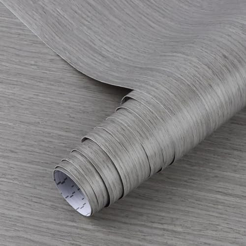 Arthome Auto Adhésif Papier de Contact Gris Bois Papiers Peints, 42cmx10m Autocollant Décoratif vinyle Film Imperméable pour Comptoir Etagère Revêtement mural Amovible facile à nettoyer