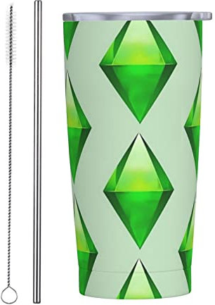The Sims Plumbob isolierte Wasserflaschen, Edelstahl, Kaffeetasse mit Deckel, 590 ml