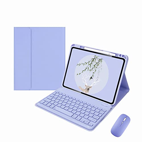Custodia Con Tastiera E Mouse Per Ipad 9 8 7 Th Generazione(2021 2020 2019)10.2 Pollici Air 3/Ipad Pro 2017 10.5 Tastiera Magnetica Bluetooth Staccabile Copertura TPU,Viola,8th 10.2 2020