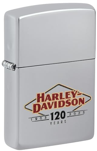 Zippo Windproof Lighter, Harley-Davidson Design – High Polished Chrome, Colour Image – Refillable, Reusable, Windproof Design – Comes in Gift Box – Made in USA