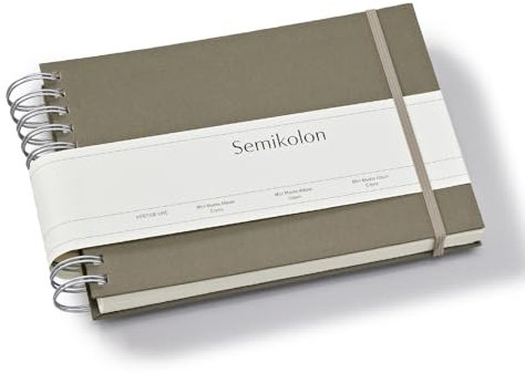 Semikolon 369982 Spiral Album Mini Mucho - 25x16 cm - Fotoalbum, 90 Seiten cremeweiß, Fotobuch, fango beige