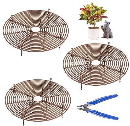 CHEVVY 3 X Grille Protection Plante 30cm, Protection de Sol pour Pot de Fleurs 30cm, Protection Plante Chat, avec 8 Boulons Cache-Pot de Fleurs en Grille, Contre Chats, Enfants