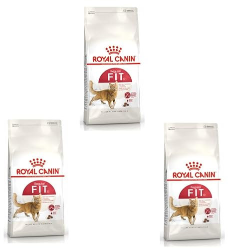 Royal Canin FIT 32 Regular für aktive Katzen | 3er Pack | 3 x 400 g | Alleinfuttermittel für ausgewachsene Katzen | Kann dabei hilfreich Sein die Haarballenbildung zu reduzieren