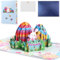 WD&CD Pop-Up Karte Ostern, Easter Grußkarten, Ostereier, Hase Blumen Karte 3D Pop Up Osterkarten mit Umschlägen, handgefertigte Grußkarten für Ostern