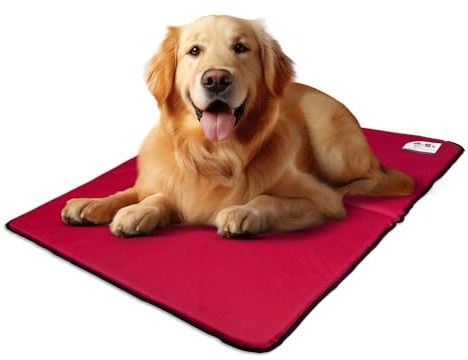 EVE Textile Hundematte | Katzenmatte | Hundekissen | Katzenkissen | Hundebett | Katzenbett | Matte für Hunde und Katzen | Beidseitig Verwendbar | Atmungsaktiv | Kühlend | 70x100x2 cm (Rot)