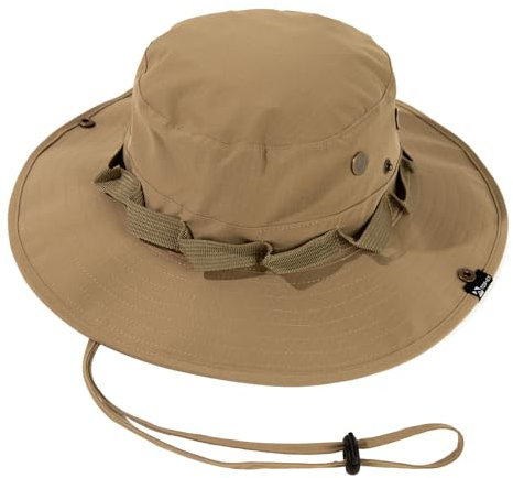TOP-EX Sonnenhut Herren Breite Krempe UPF 50 Wasserdichter Boonie Hut Sonnenschutz Huts Safari Hut Sommer Outdoor Buschhut Faltbar & Winddicht Beige M/L