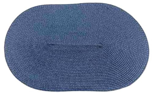 Ueiwffzo 30 * 45cm Oval Platzsets 4er Set Abwaschbar Hitzebeständig Gewebte Tischsets rutschfest Platzdeckchen für Küche, Party, Hochzeit, Weihnachten (Dunkelblau)