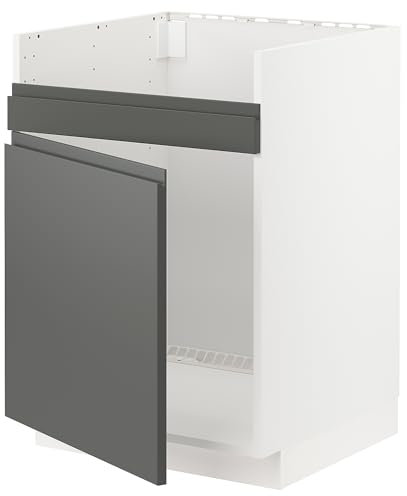 METOD Base Cab f HAVSEN Fregadero de un solo seno 60x60 cm, blanco/gris oscuro Voxtorp
