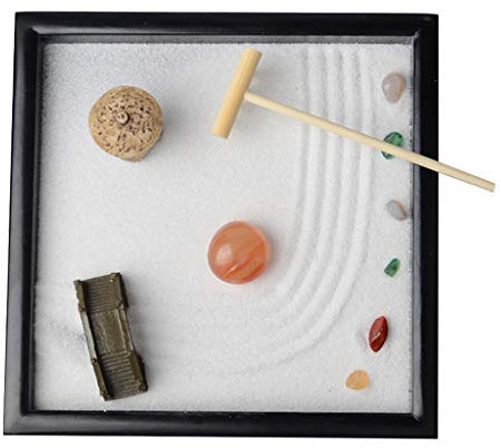 Duiaynke Japanese Zen Garden Sand Tray Mini DIY Landscape Kit - Office Table Accessories, Mini Zen Sand Garden Kit - Meditation Gifts