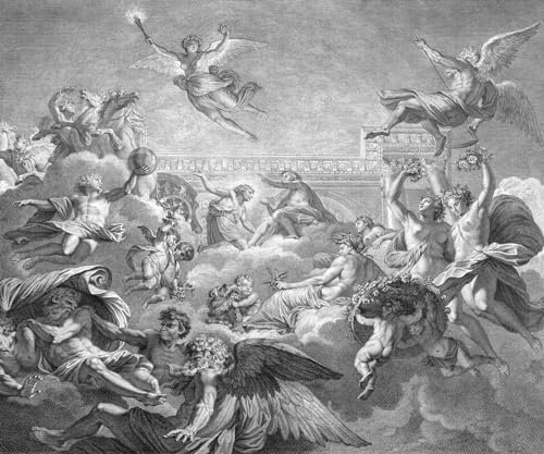 Rasch Magicwalls 360752 Papier peint photo intissé avec anges flottants au-dessus des nuages en noir, blanc et gris, 2,65 x 3,18 m (L x l)