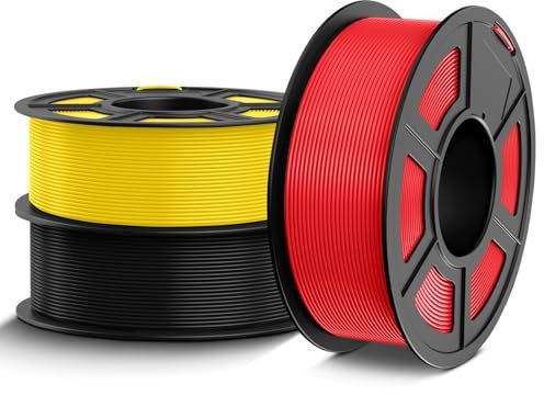 TECBEARS PLA+ Filament 1,75 mm Bundle 3 KG, Verstärkt Zähigkeit PLA Plus 3D Drucker Filament, Maßgenauigkeit +/- 0,02 mm, 3 Spulen, 1kg pro Spule (Schwarz, Rot, Gelb)