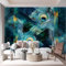 Premium Fototapete Tiermuster Pfauenfeder Vlies Tapeten Mural, Salbei Moderne Wandtapete, für Wohnzimmer, Schlafzimmer, Küche 200 x 140 cm (WxH)
